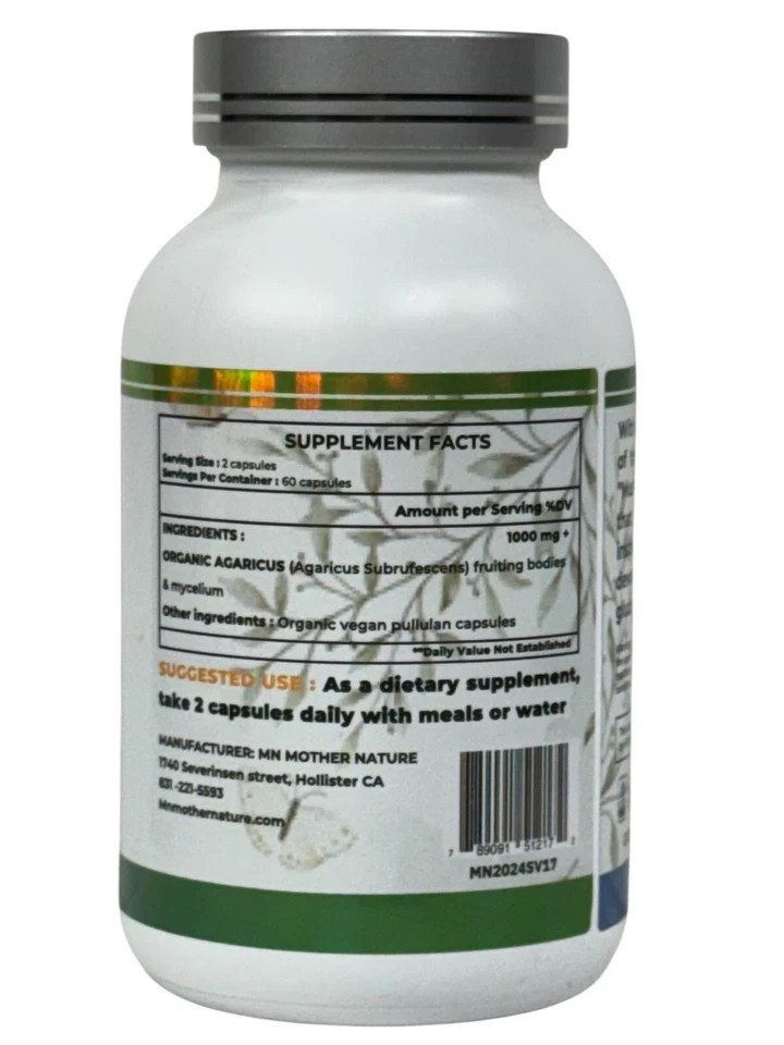 Mother Nature Agaricus Kidney & Liver Support Supplement – Mushroom Blend