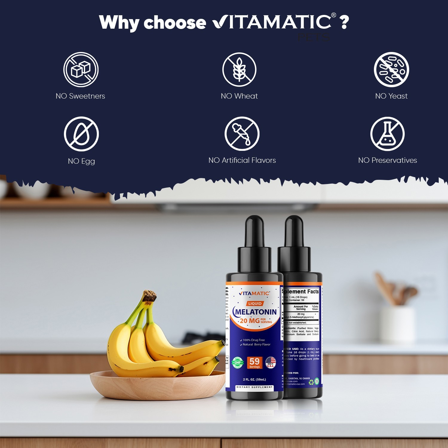 2 Packs – Vitamatic Melatonin 20mg Liquid Drops – 2 Fluid Ounce (59ml)