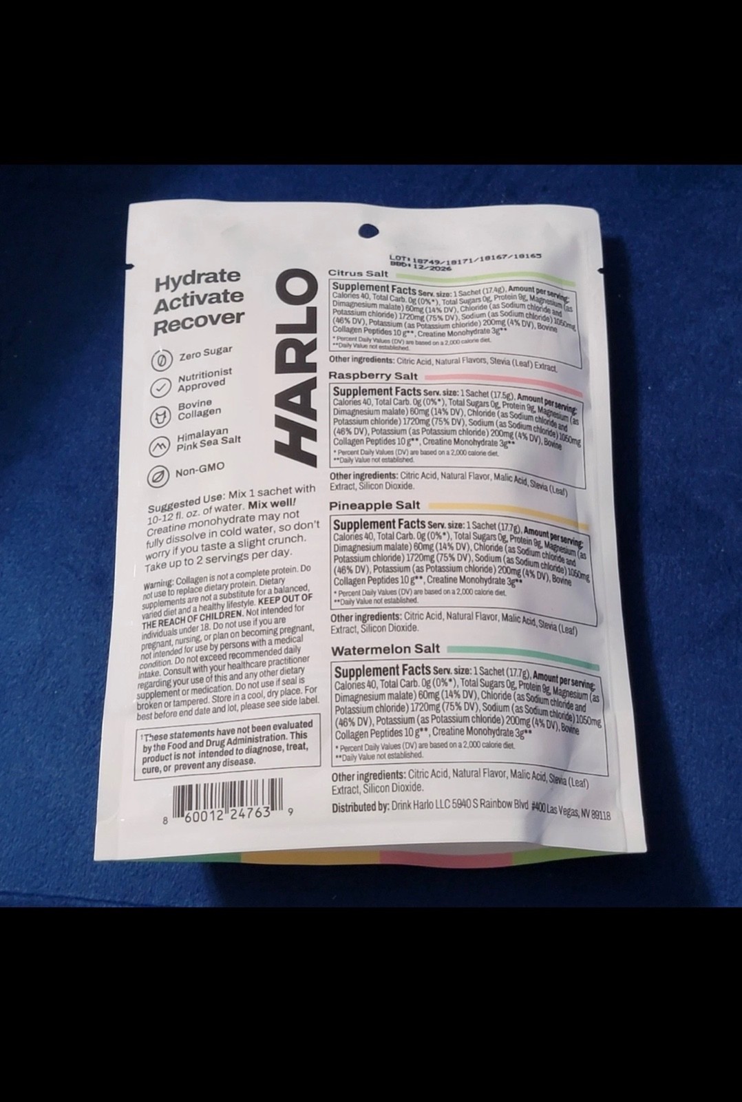 Harlo 3-in-1 Performance Mix Electrolytes, Collagen, Salty by Design