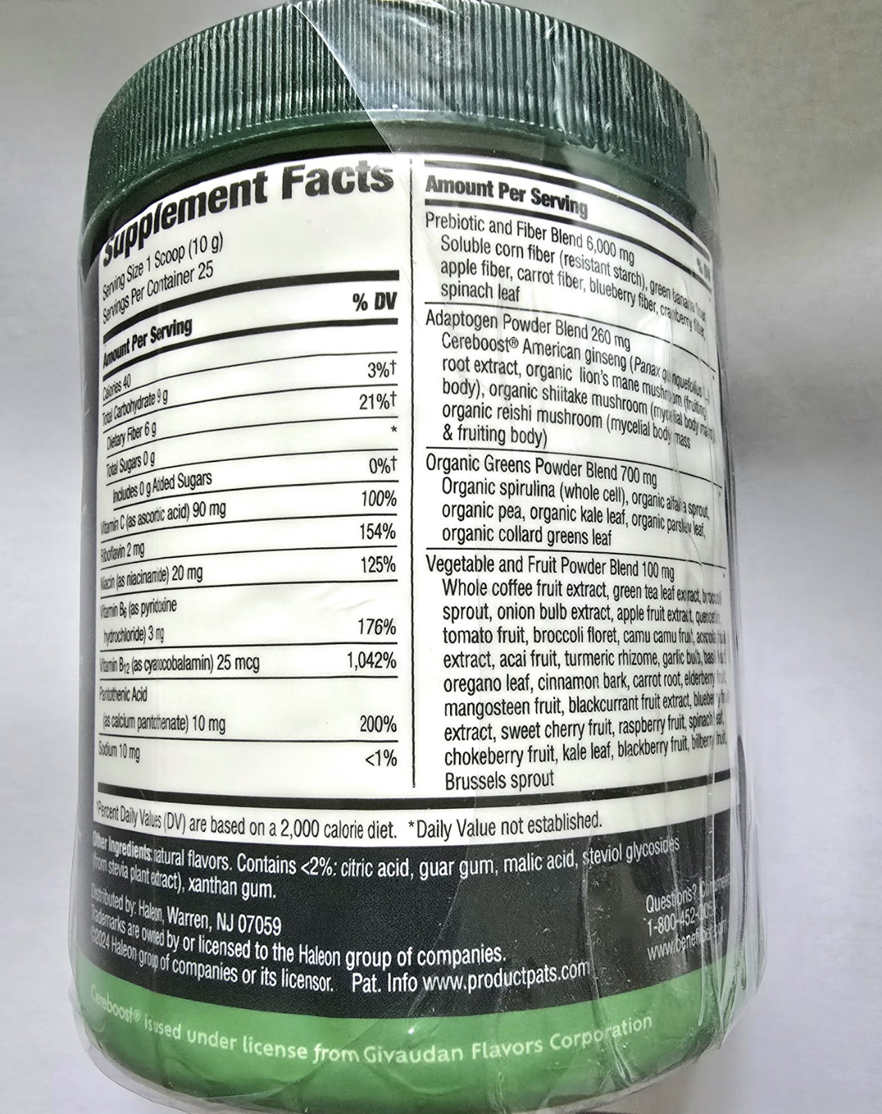 Benefiber Prebiotic Fiber + Supergreens, Watermelon Lemonade, 8.8 Oz, exp2/2027