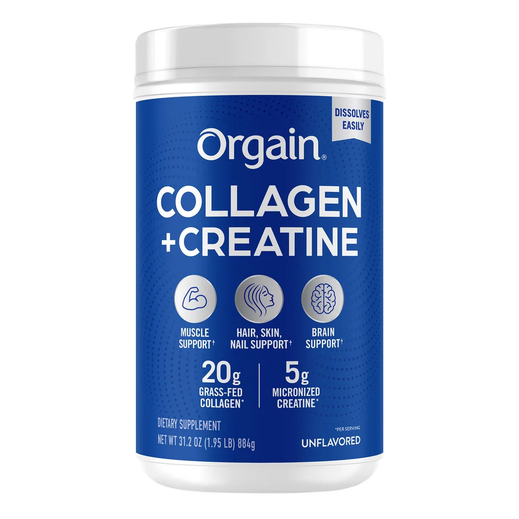 Orgain Collagen Creatine Powder Unflavored 1.95 lb Grass Fed Collagen Peptides