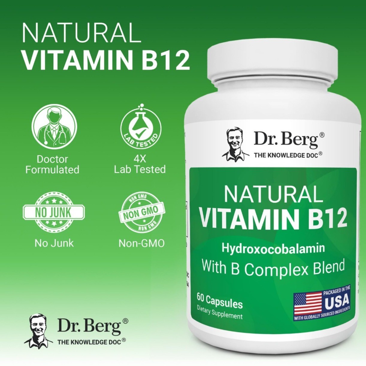 NEW Natural Vitamin B12 Methylcobalamin 1000 mcg B Complex & Magnesium