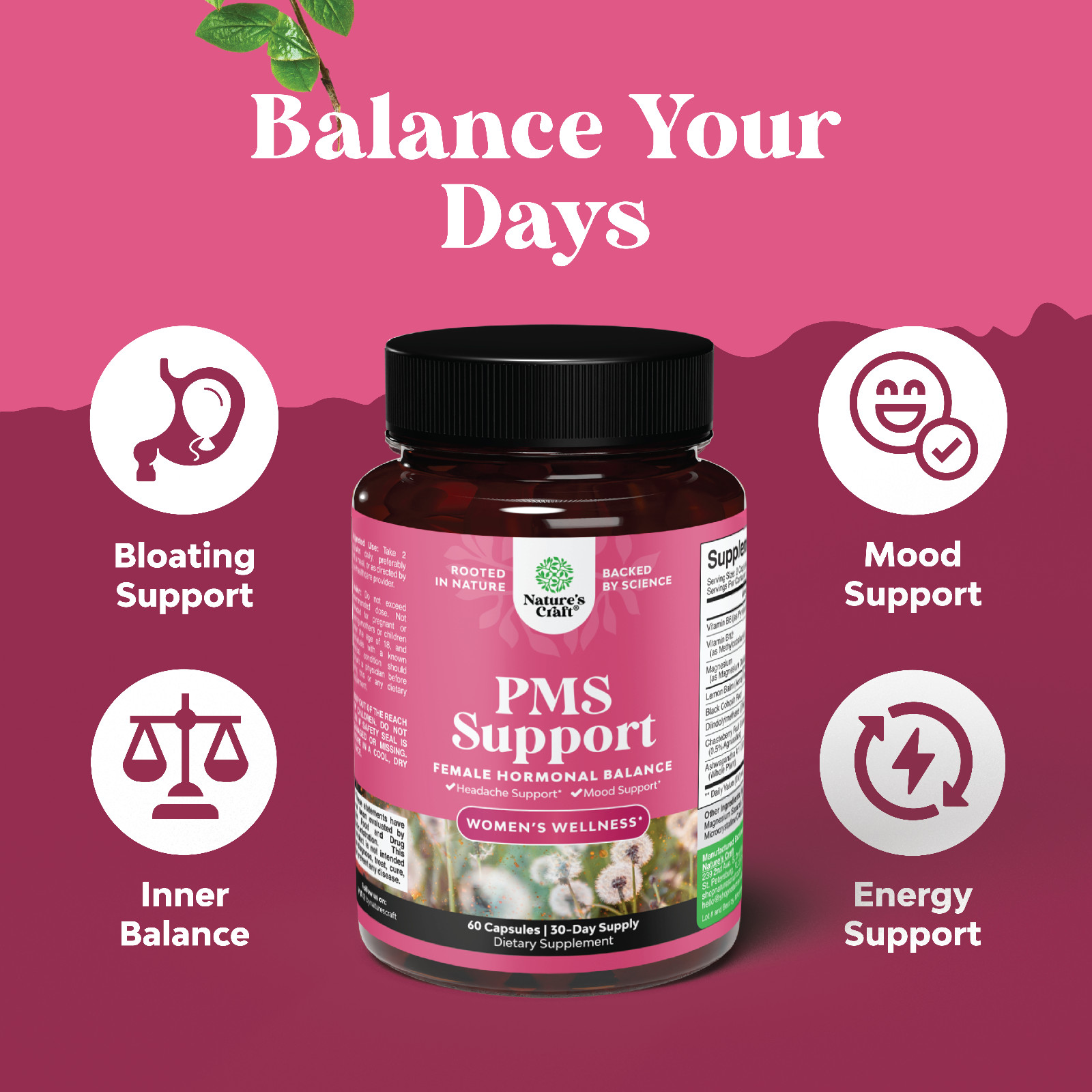 Advanced PMS Support Supplement for Women – Multibenefit PMS Relief Complex 60ct