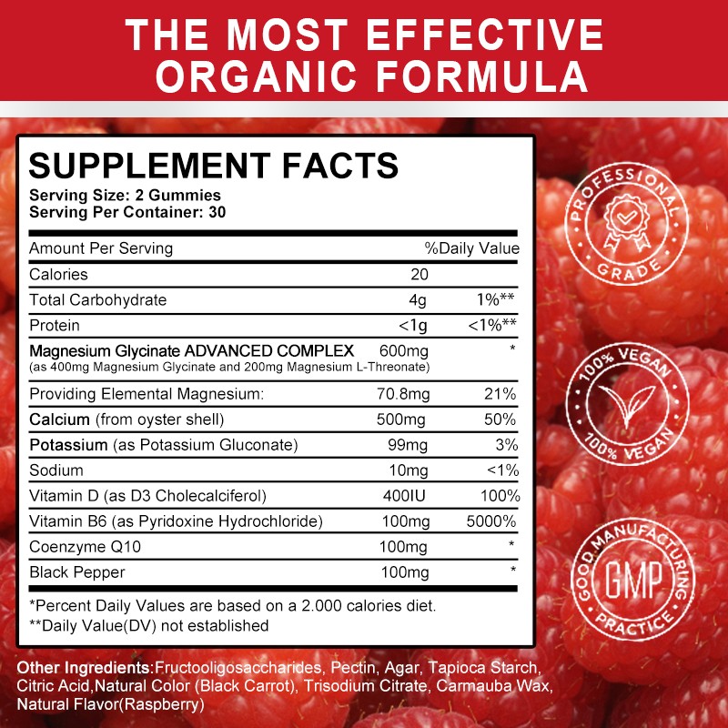 Magnesium Glycinate Gummies 60ct – Better Sleep, Calm & Relaxation, Sugar Free