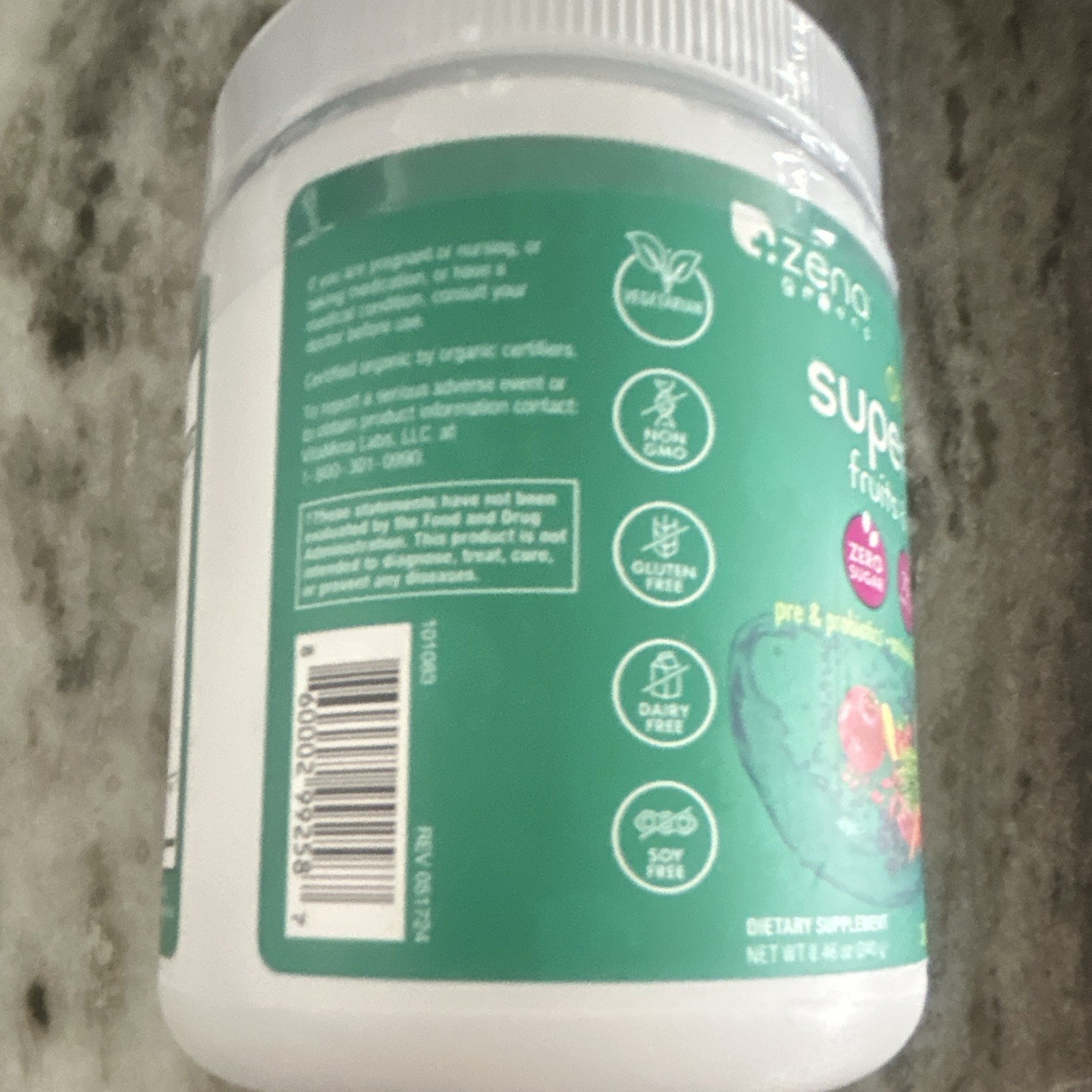 Zena Greens Organic Super Greens Powder Digestive Support 30 Servings 8.46oz