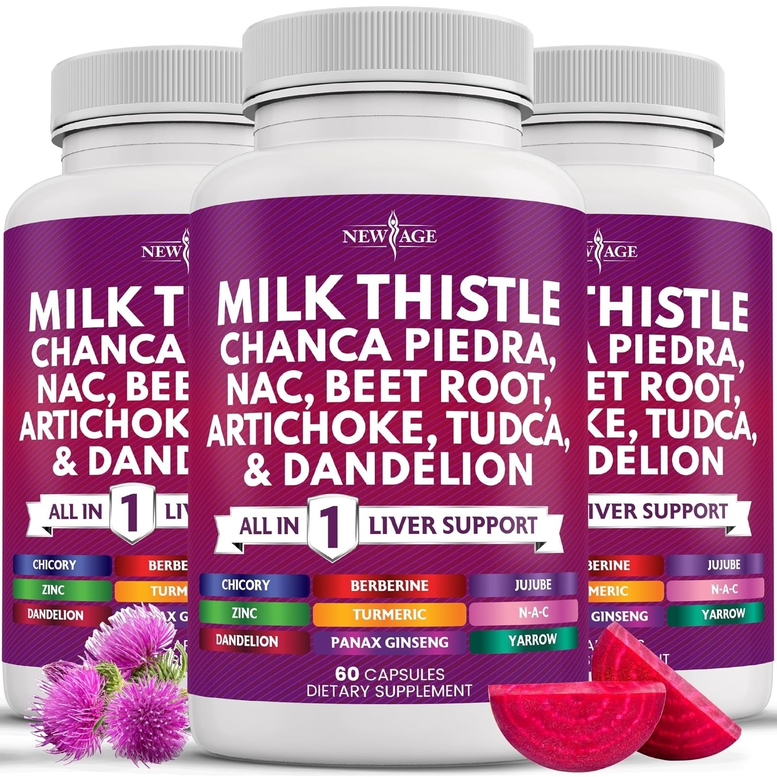 NEW AGE Milk Thistle Liver Support Supplement – 60 Capsules