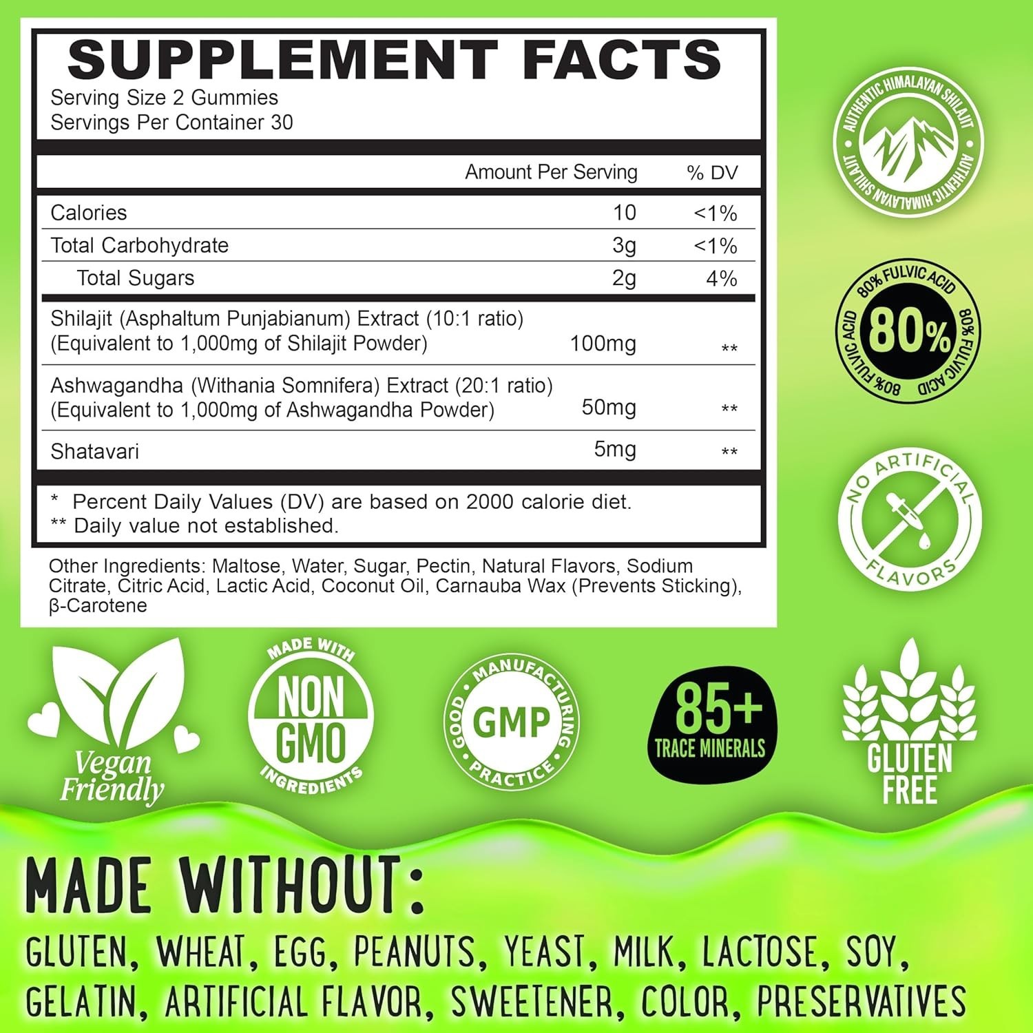 Oh My Chewy Pure Himalayan Shilajit Gummies with Ashwagandha Apple & Kiwi 60 ct