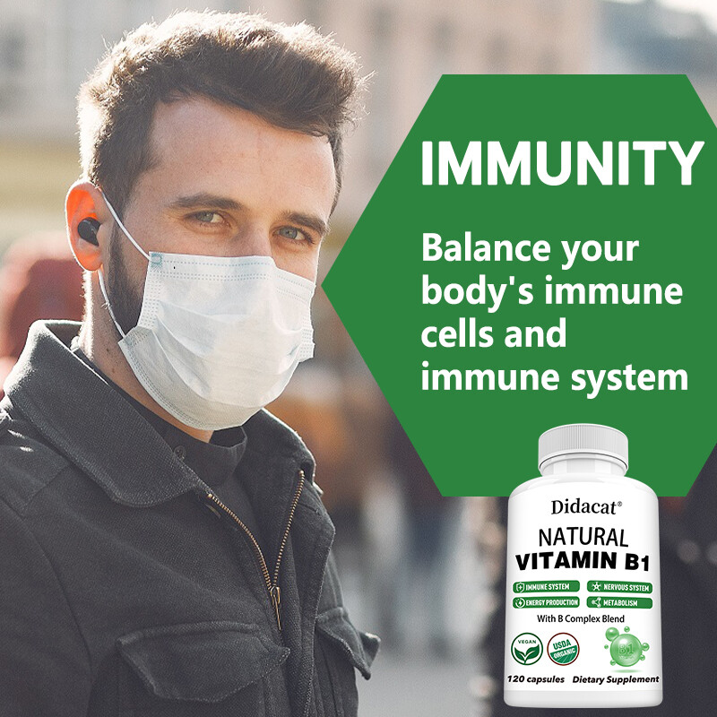 Natural Vitamin B1 Capsules – with 8 Essential Vitamin B Complex for Men & Women
