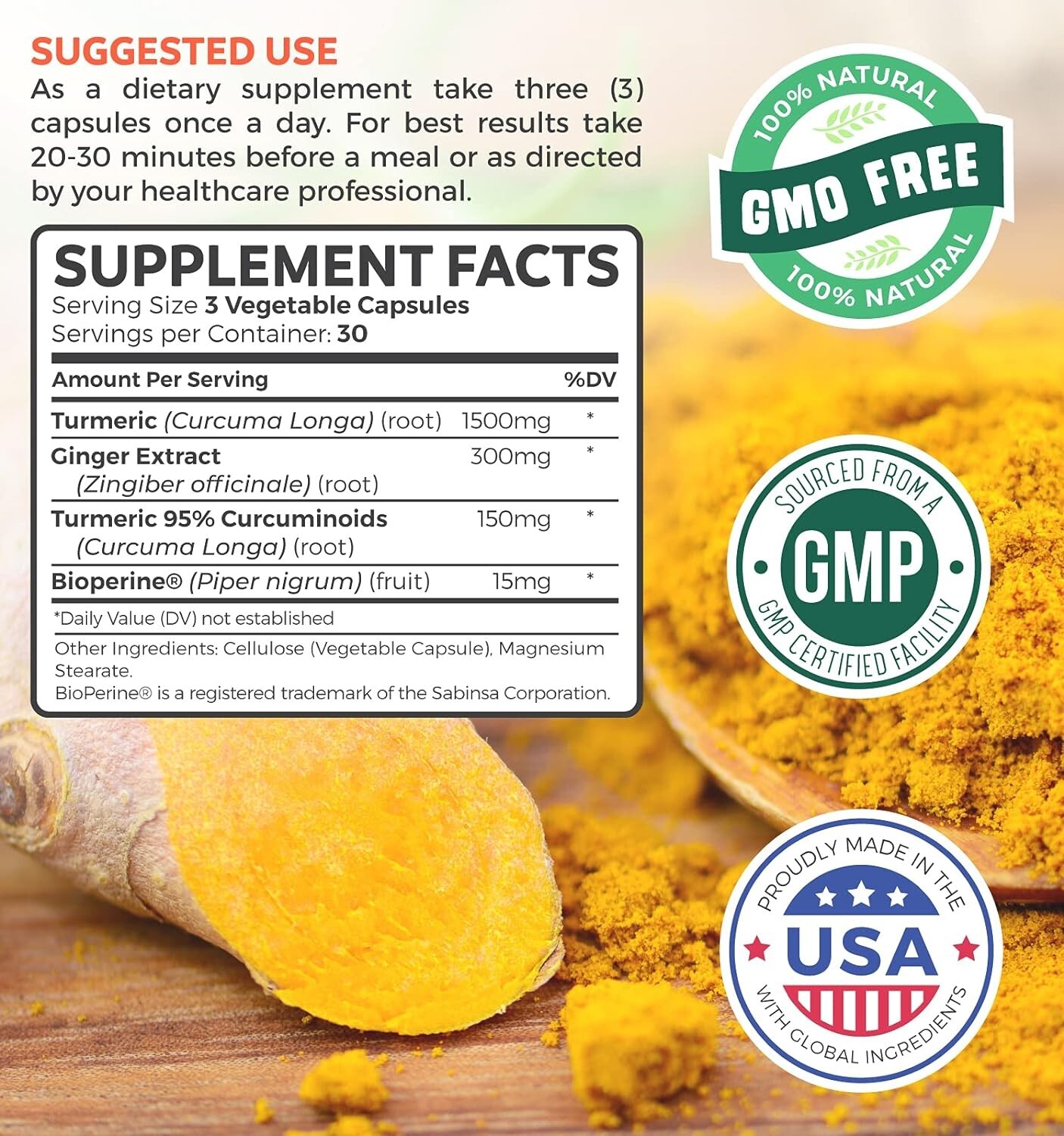Health’s Harmony Turmeric and Ginger Supplement 1980mg Serving, Turmeric 90ct