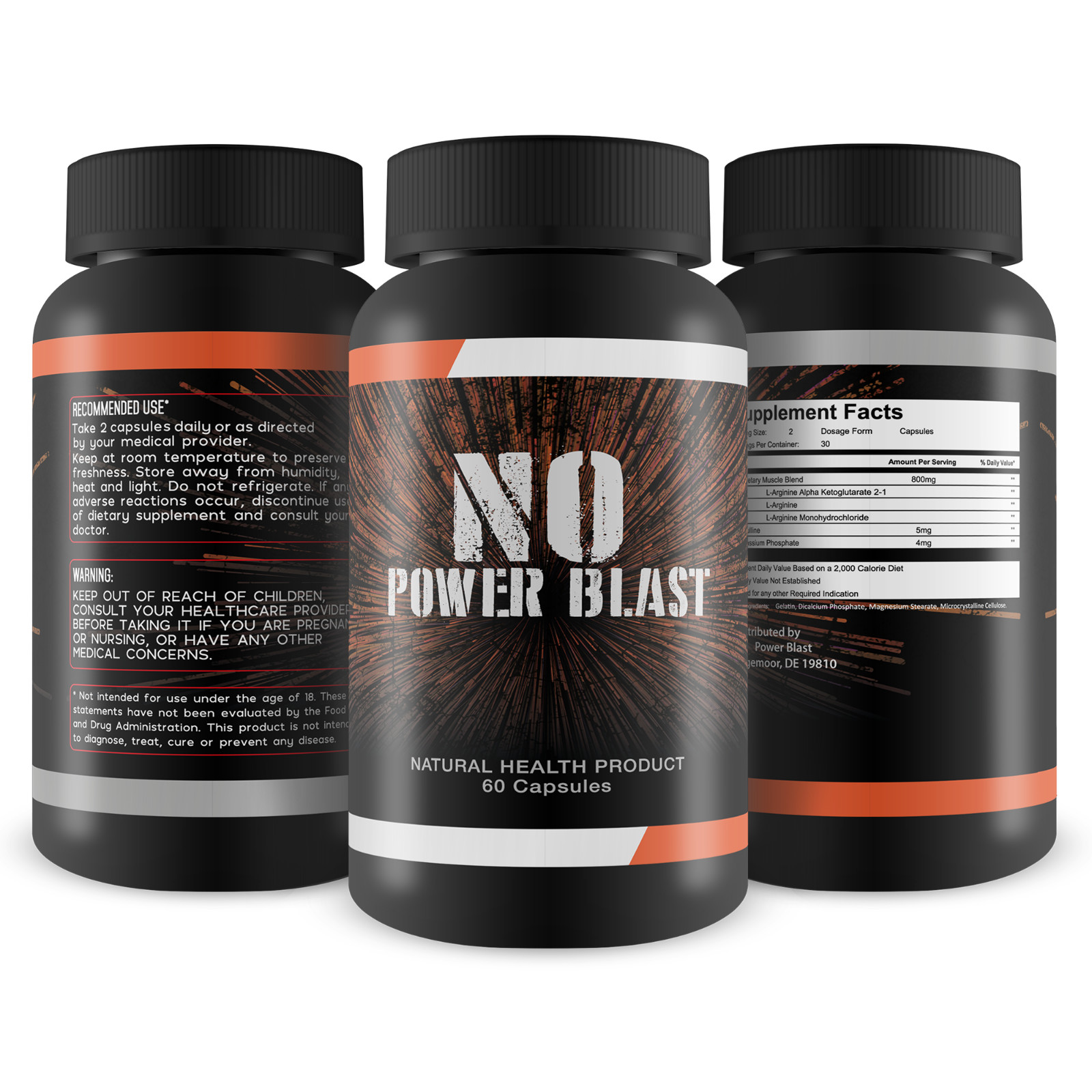 NITRIC OXIDE POWER BLAST -Breakthrough NO Booster for Size, Endurance