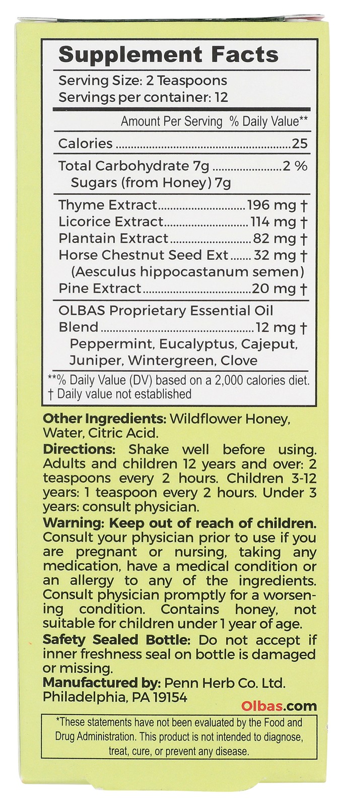 Olbas Honey & Herbs Cough Syrup Bronchial Support 4 Fl Oz Herbal 3 Pack