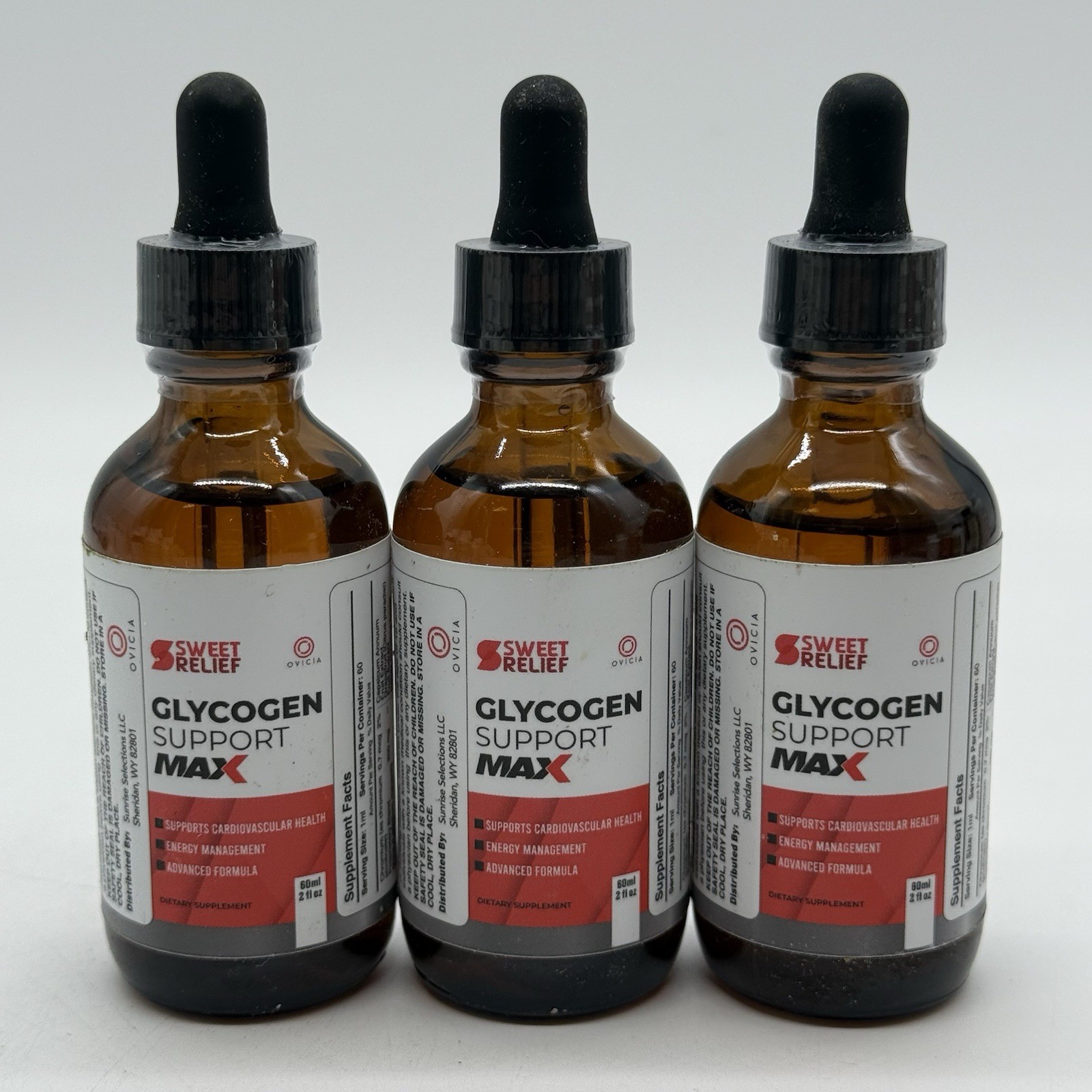 (3pk) Sweet Relief Glycogen Support Max 2fl ox Supports Cardiovascular Exp 07/26