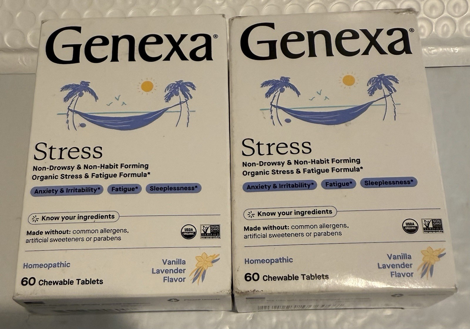 Genexa Stress Homeopathic Supplement 60 Chewable Tablets per Bottle (2 Pack)