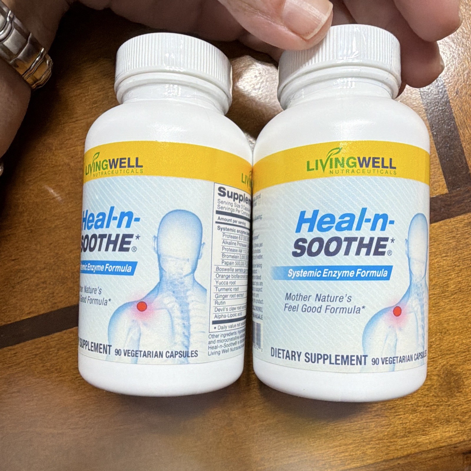 Living Well Heal-n-Soothe 90 Veg supplements lot of 2 (180 total) sealed.
