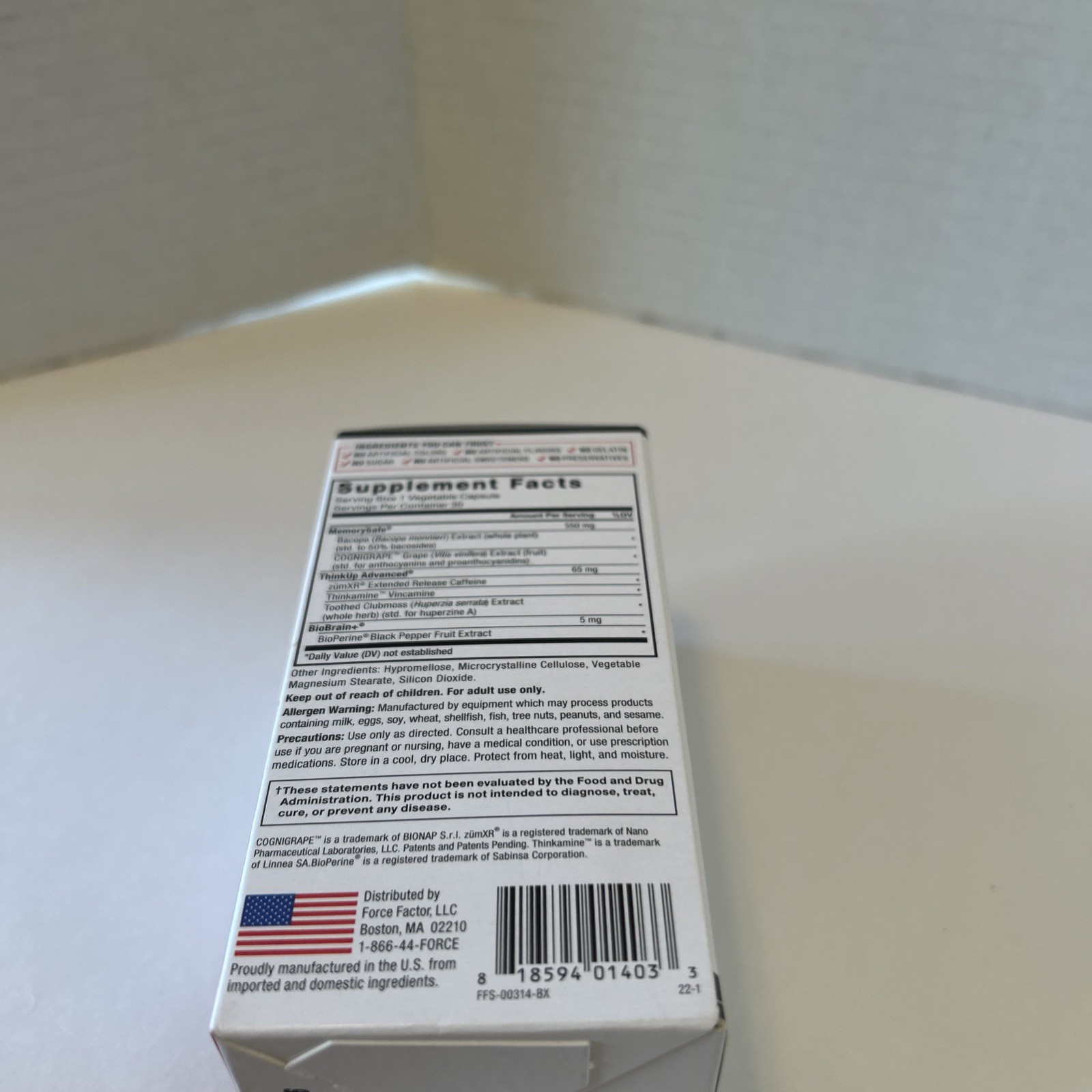 Force Factor Forebrain Memory + Cognitive Support Vegetable Capsules 30