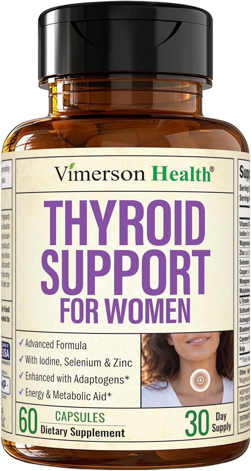 Thyroid Support for Women – Iodine Selenium Zinc Ashwagandha L-Tyrosine – 60ct