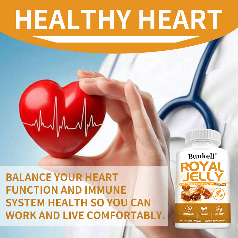 Royal Jelly Capsules 1995mg Equivalent,Heart,Immune & Skin Support, 120 Veg Caps