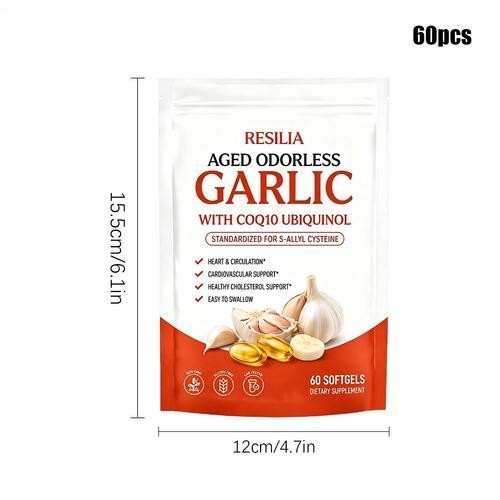 Resilia Aged Odorless Garlic Extract 600mg Softgels (60 Count)