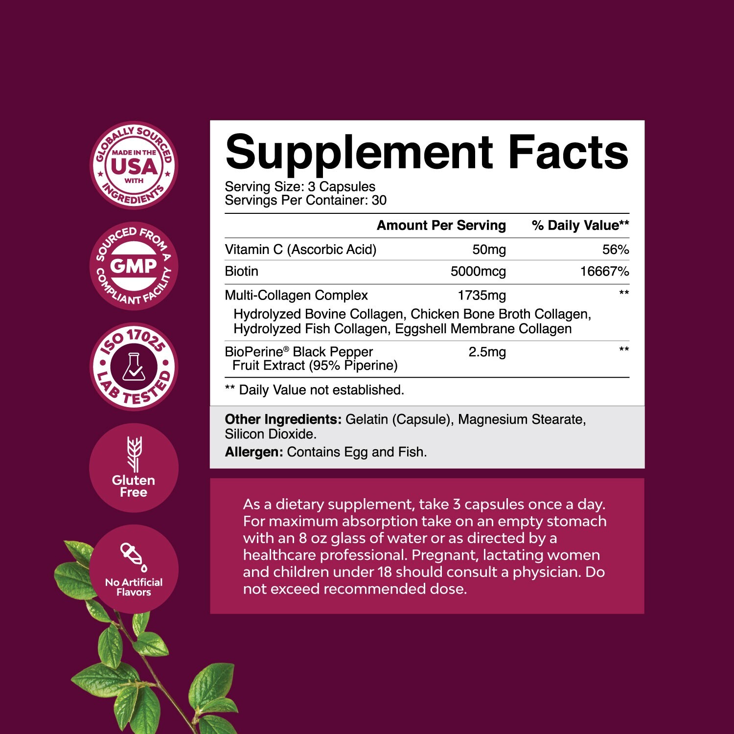 Advanced Multi Collagen Complex – Biotin and Collagen Supplement