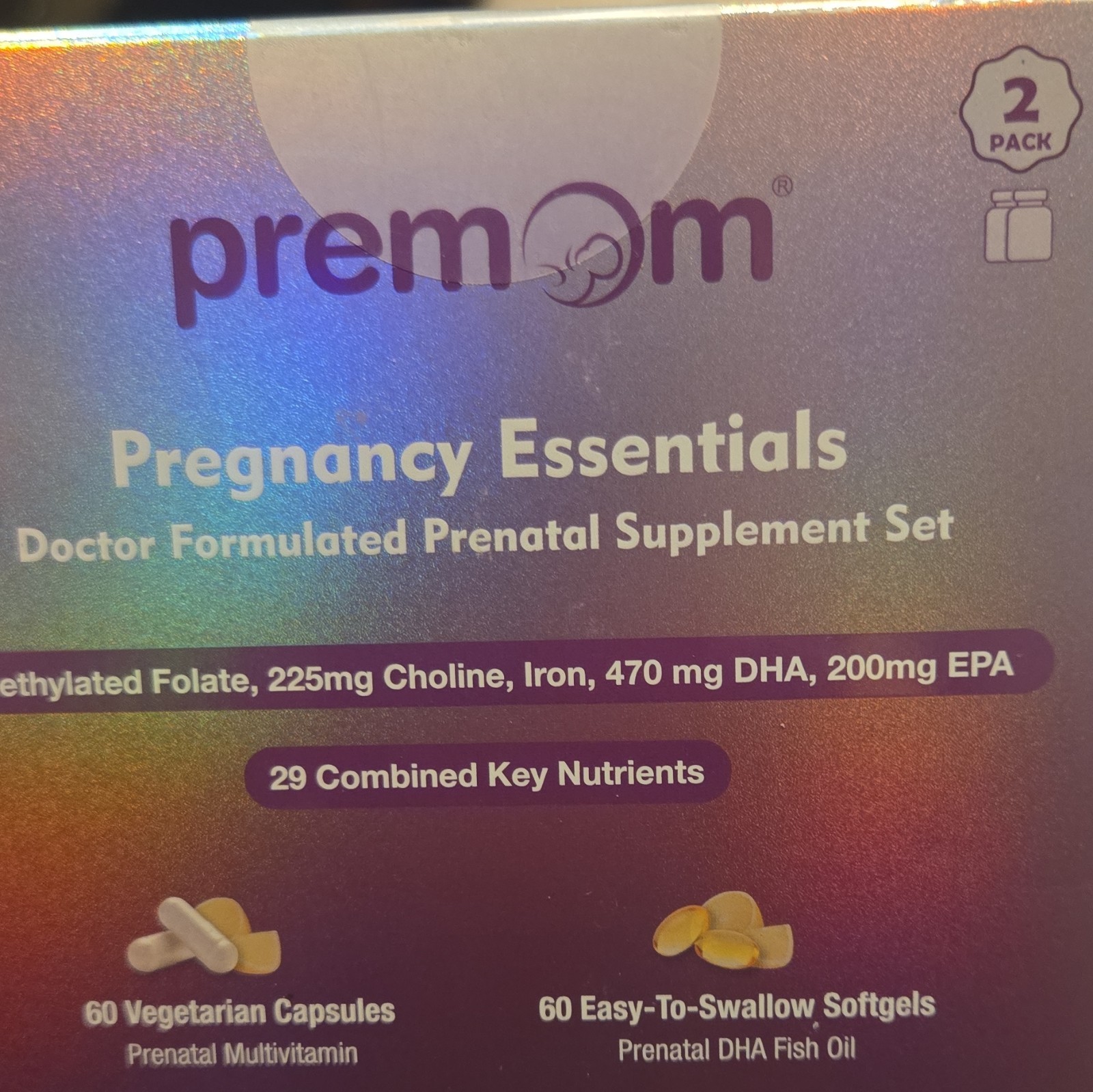 premom Prenatal Supplement Set Vegetarian 120 Ct Caps + Softgels