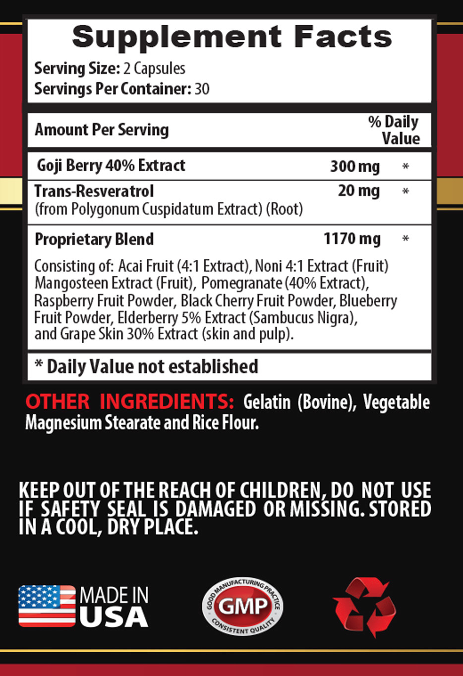 goji berry capsules – Goji Berry 40% Extract – kidney health vitamins 1 Bottle