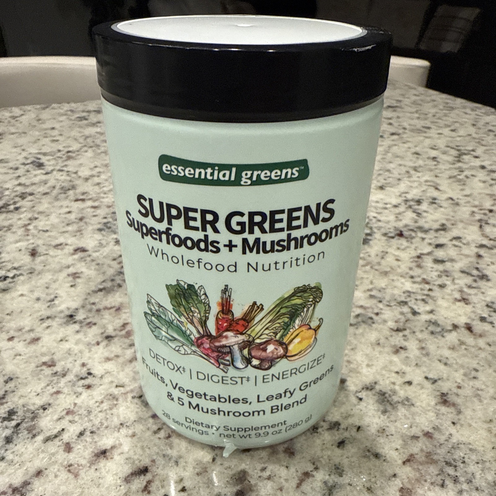Essential Greens Super Greens Superfoods + Mushrooms Detox Digest energize