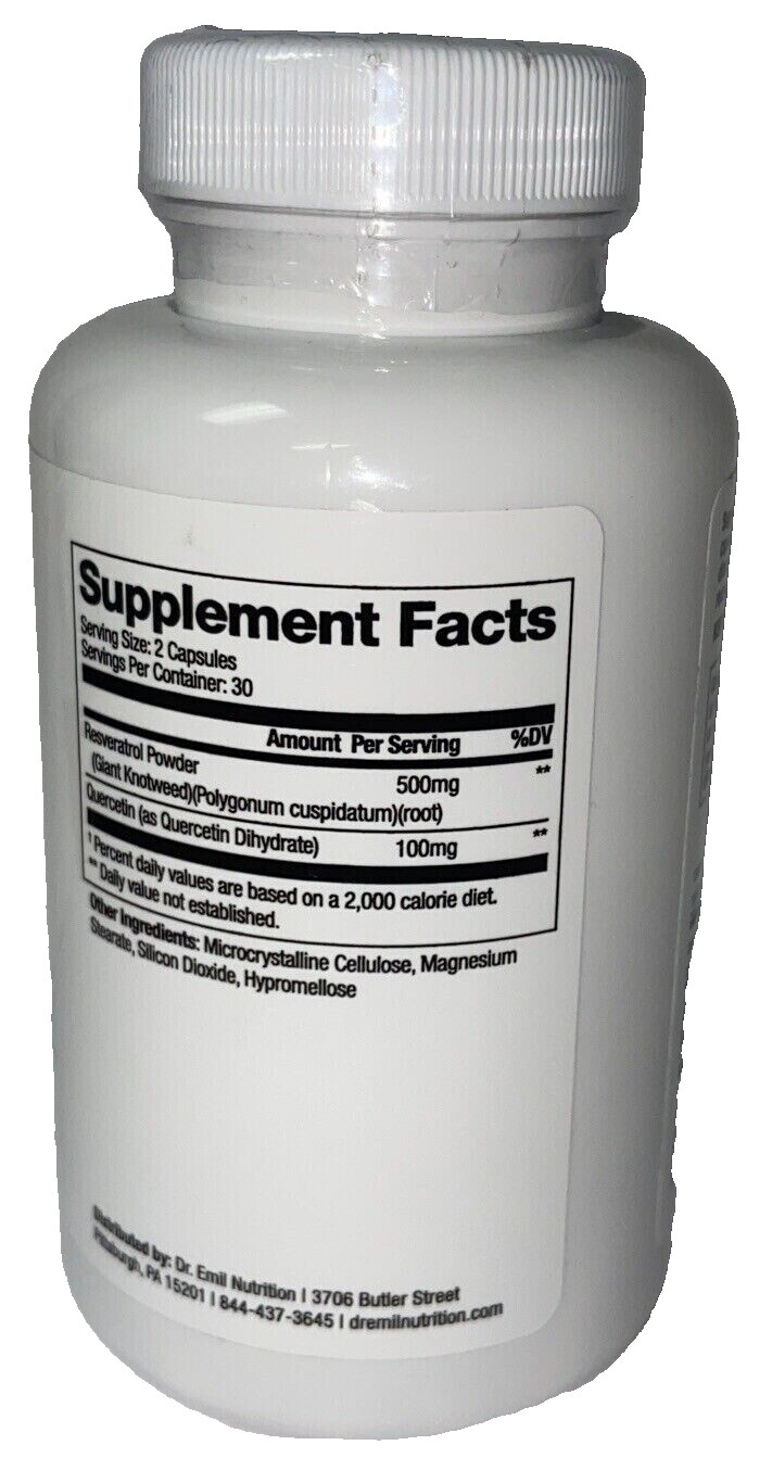 Dr. Emil Resveratrol Plus Dietary Supplement – 500 mg – 60 Capsules