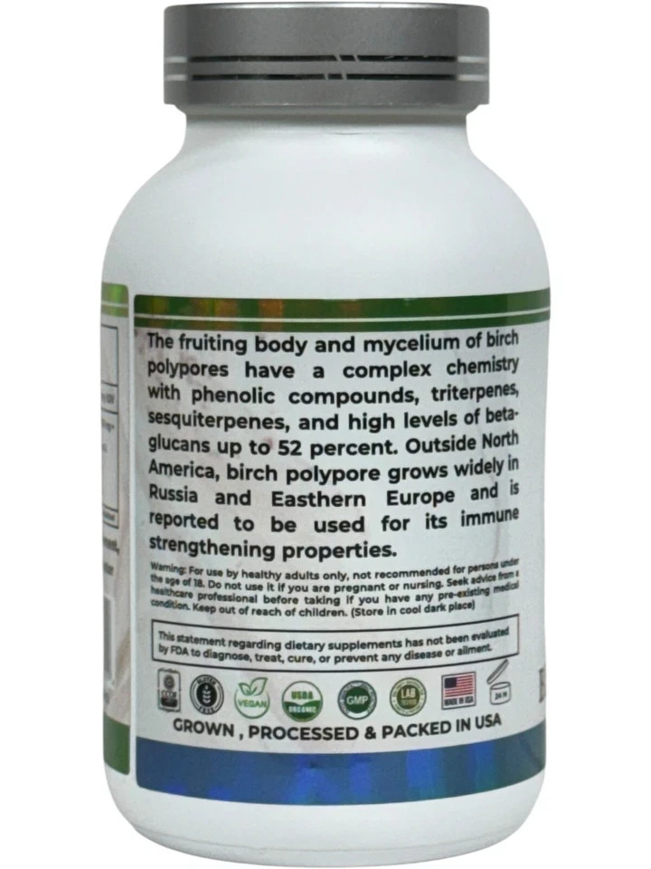 Mother Nature Birch Polypore Mushroom Gut Health Supplement with Beta-Glucans