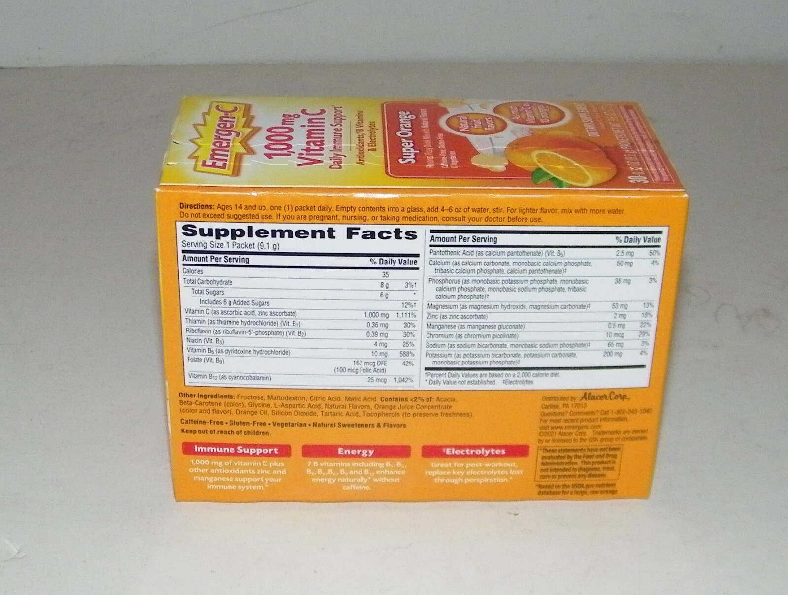 Emergen-C Immune Support 30 Packets SUPER ORANGE 1000mg Vitamin C ea Exp. 12/24