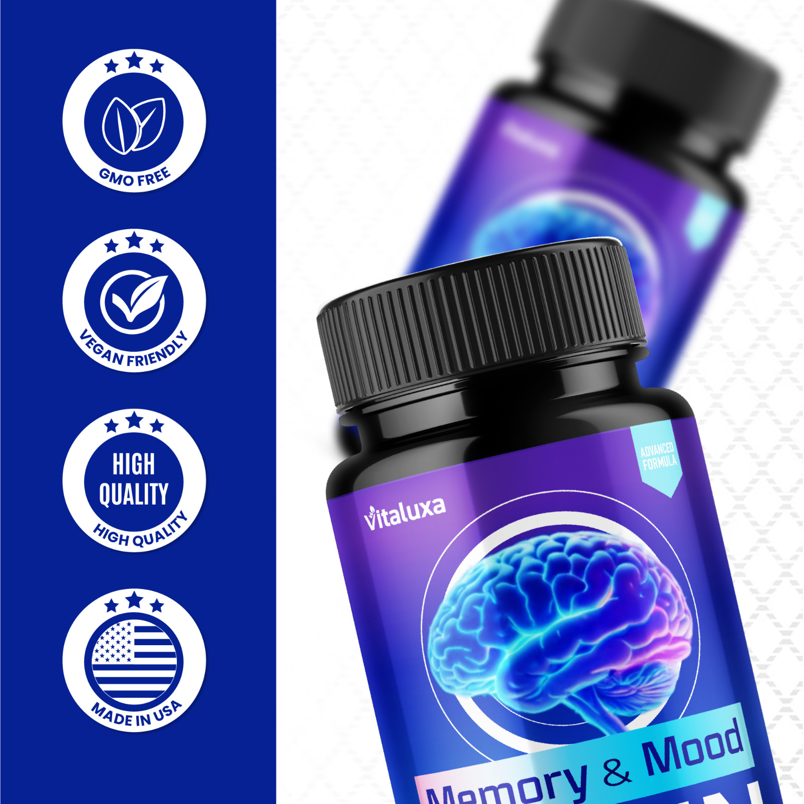 (2 Pack) Memory and Mood Brain, Double Clean Neuropatia Formula (120 Capsules)