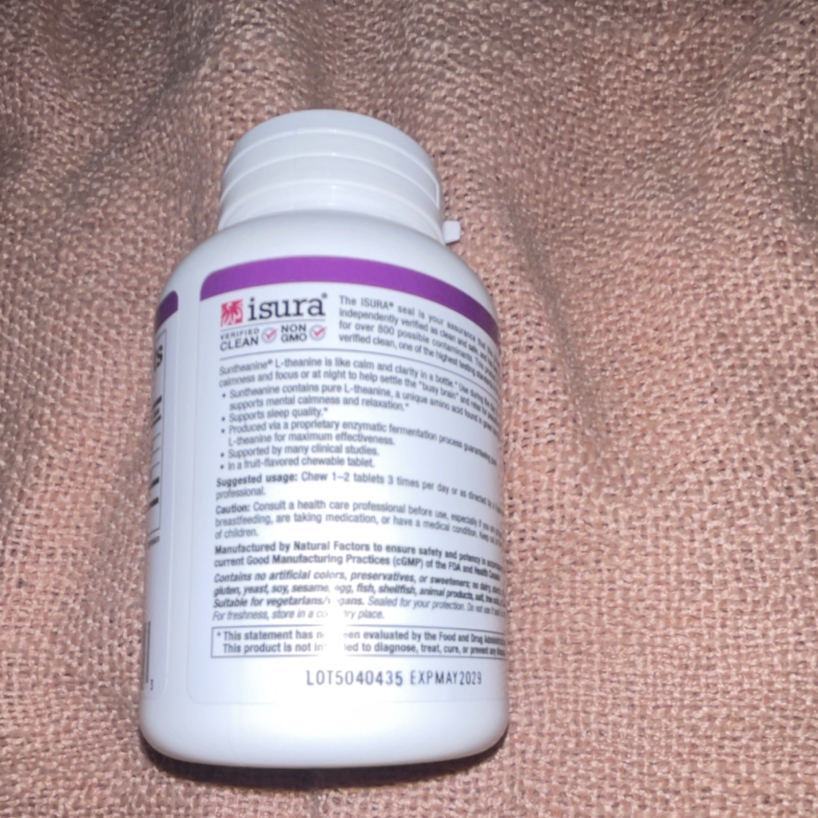 Natural Factors Stress-Relax Suntheanine L-Theanine 100mg 60 Chewable Non-GMO