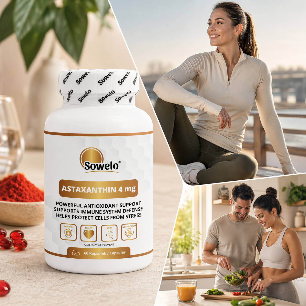 Astaxanthin 4mg Softgels – Antioxidant & Immune System Support – Sowelo