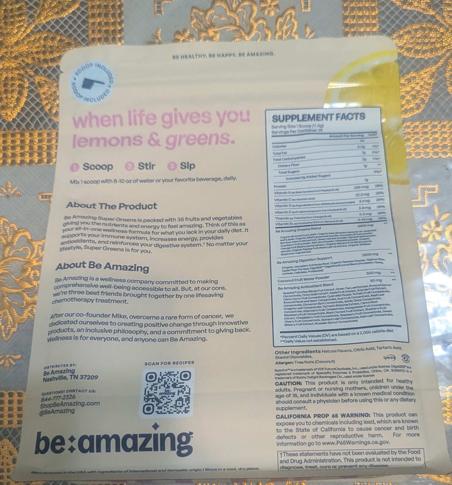 be amazing Super Greens Pink Lemonade Powder 25 Servings Exp 07/05/25