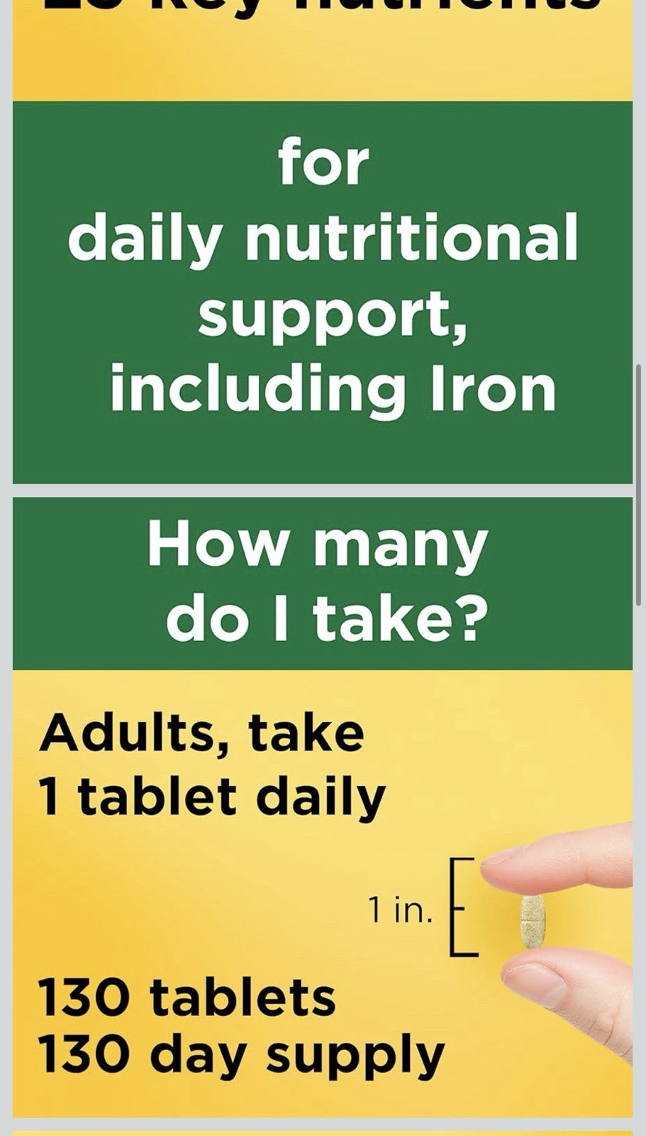 Nature Made Multivitamin 130 Tablets Gluten-Free USP Verified Vitamin A-E Iron