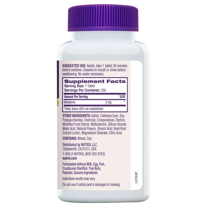 Natrol Melatonin 5mg 250 Ct Fast Dissolve Sleep Aid Tablets Exp:06/27 Strawberry
