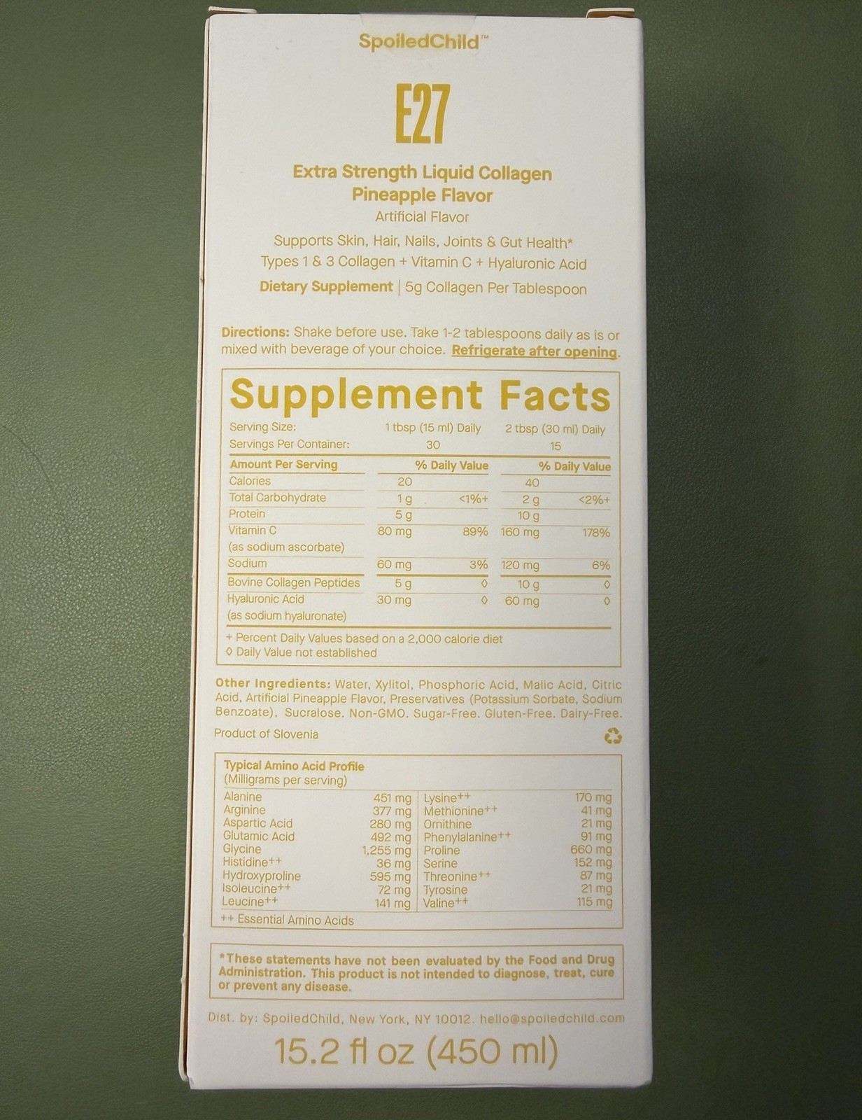 SpoiledChild E27 Extra Strength Liquid Collagen Non-GMO Pineapple 15.2 fl oz