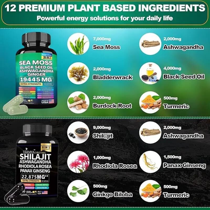 Tarmya’s Shilajit and Sea Moss Bundle Supplements