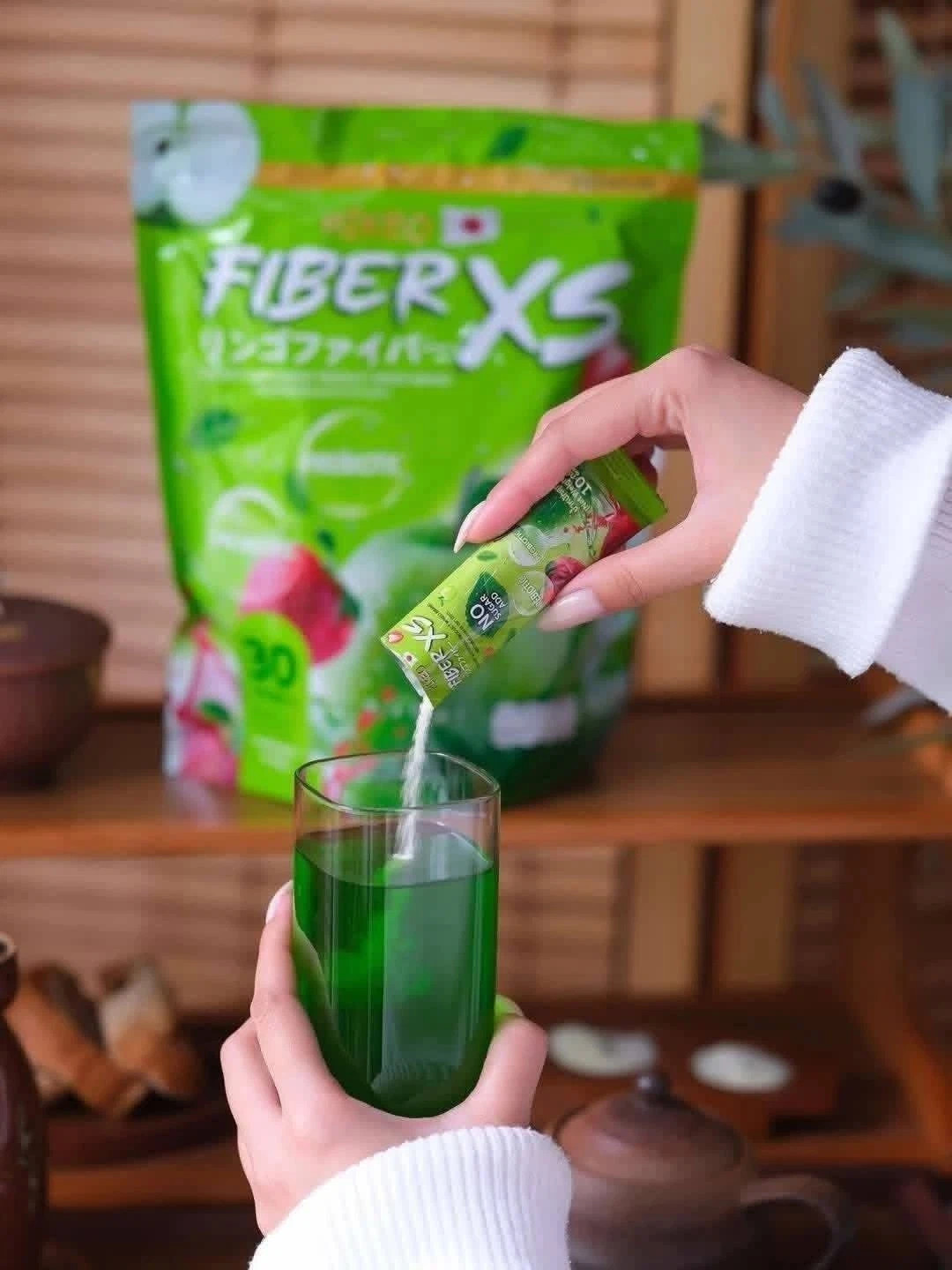 MIKEO Fiber XS Green Apple – Prebiotic & Probiotic Sugar Free 30 Sachets