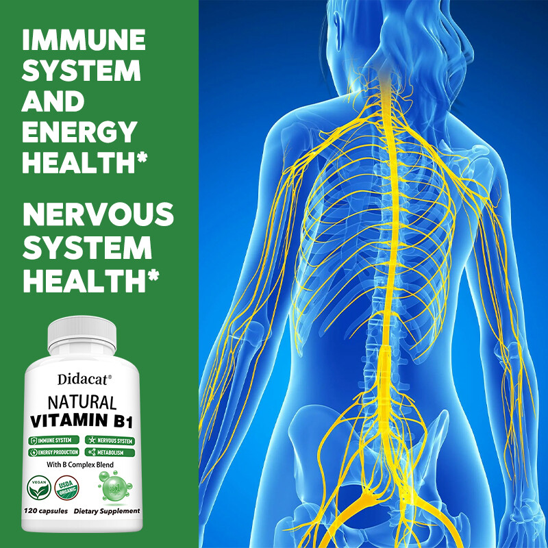 Natural Vitamin B1 Capsules – with 8 Essential Vitamin B Complex for Men & Women