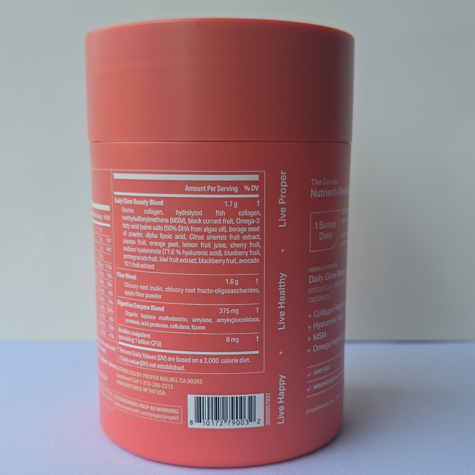 Proper Daily Glow Superfood Powder Peach 30 Servings Gluten-Free Exp 06/28/27