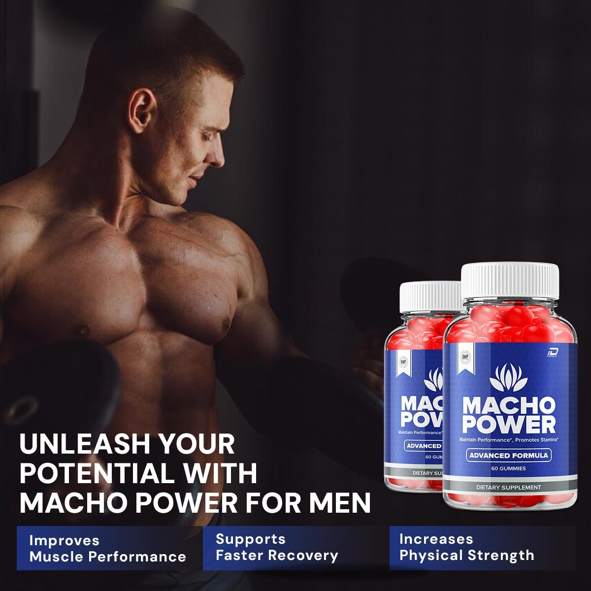 (2 Pack) Macho Power Gummies for Men – MachoPower Male Performance Gummies