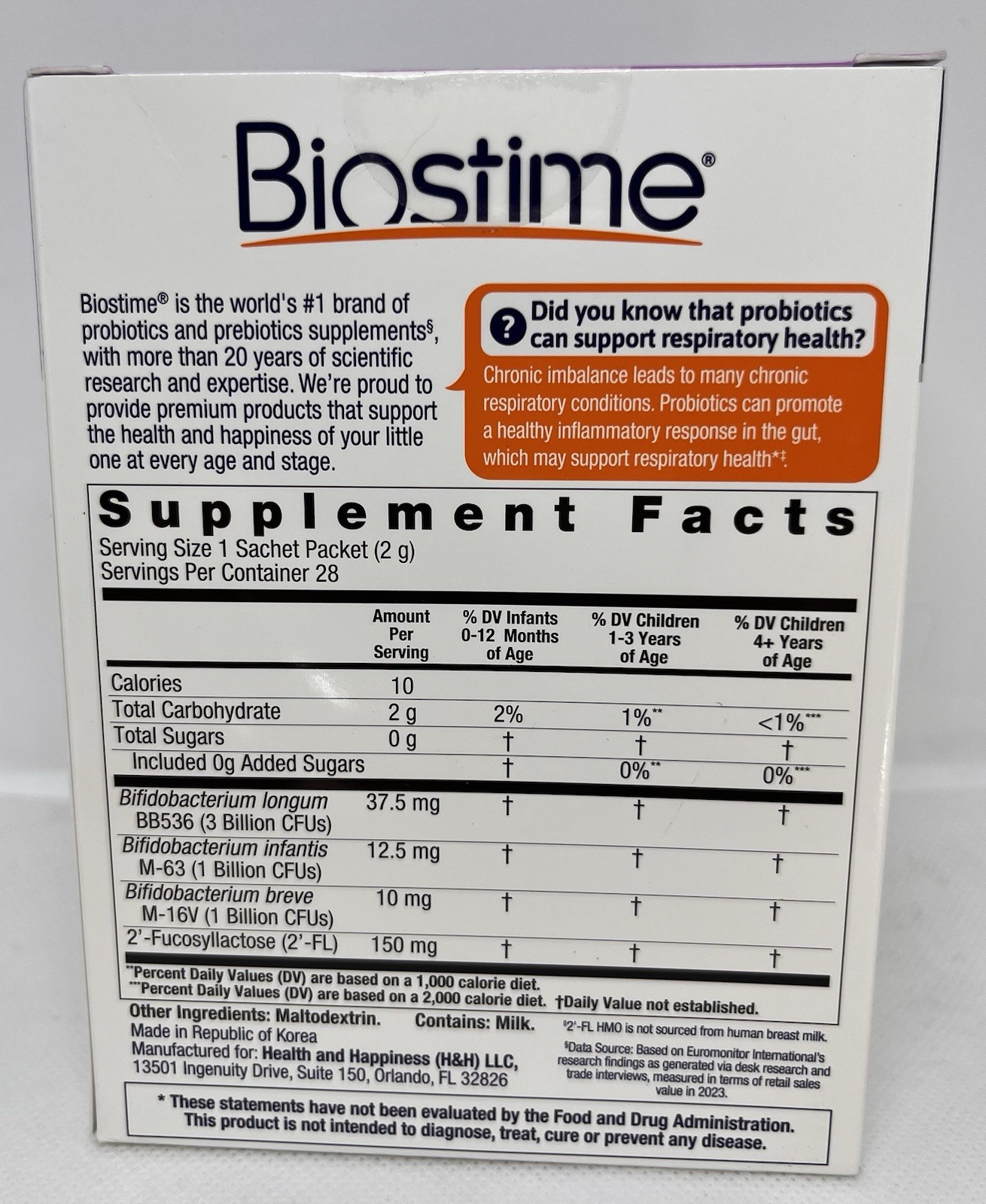 Biostime Kids Immune Respiratory Support Prebiotic Probiotic – Unflavored Powder