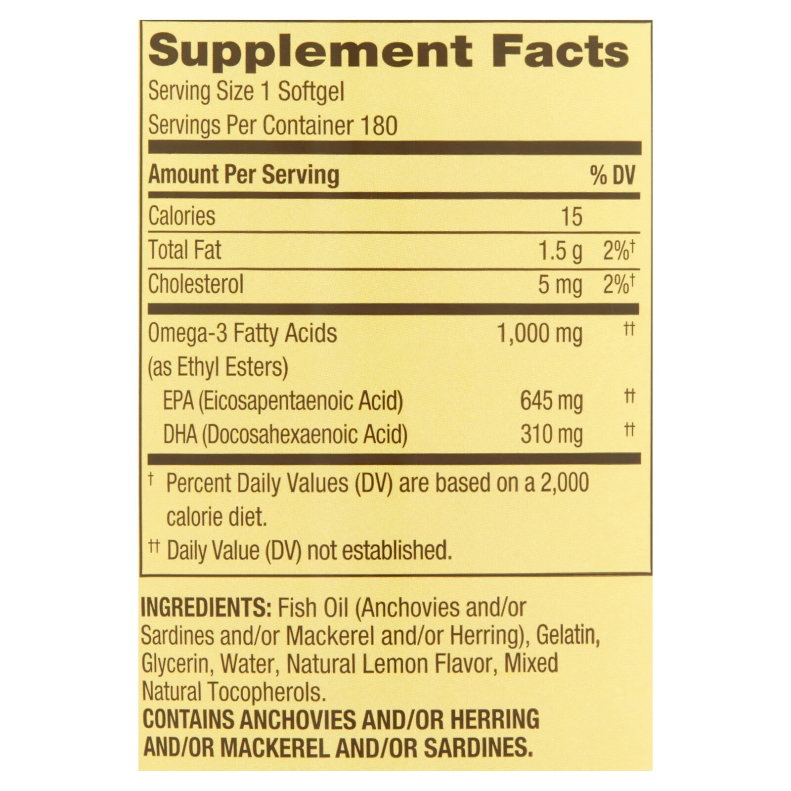 Spring Valley Omega-3 From Fish Oil Natural Lemon Flavor Twin Pack 1000mg 360ct