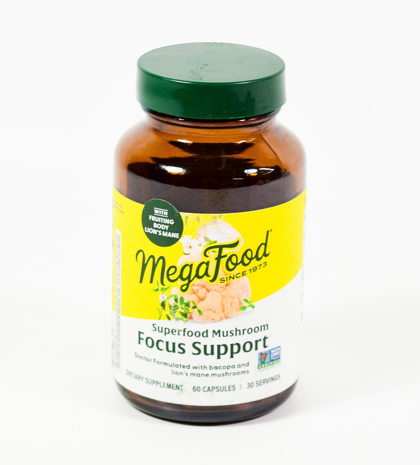MegaFood FOCUS SUPPORT Superfood Mushroom 60 capsules Lions Mane Bacopa 07/2026