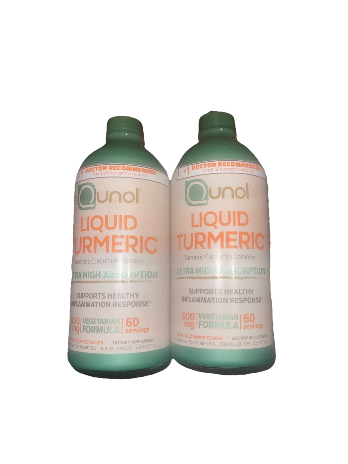 2 Qunol – Turmeric Liquid 500mg – 20.3 fl. oz Duo Bottles Sealed