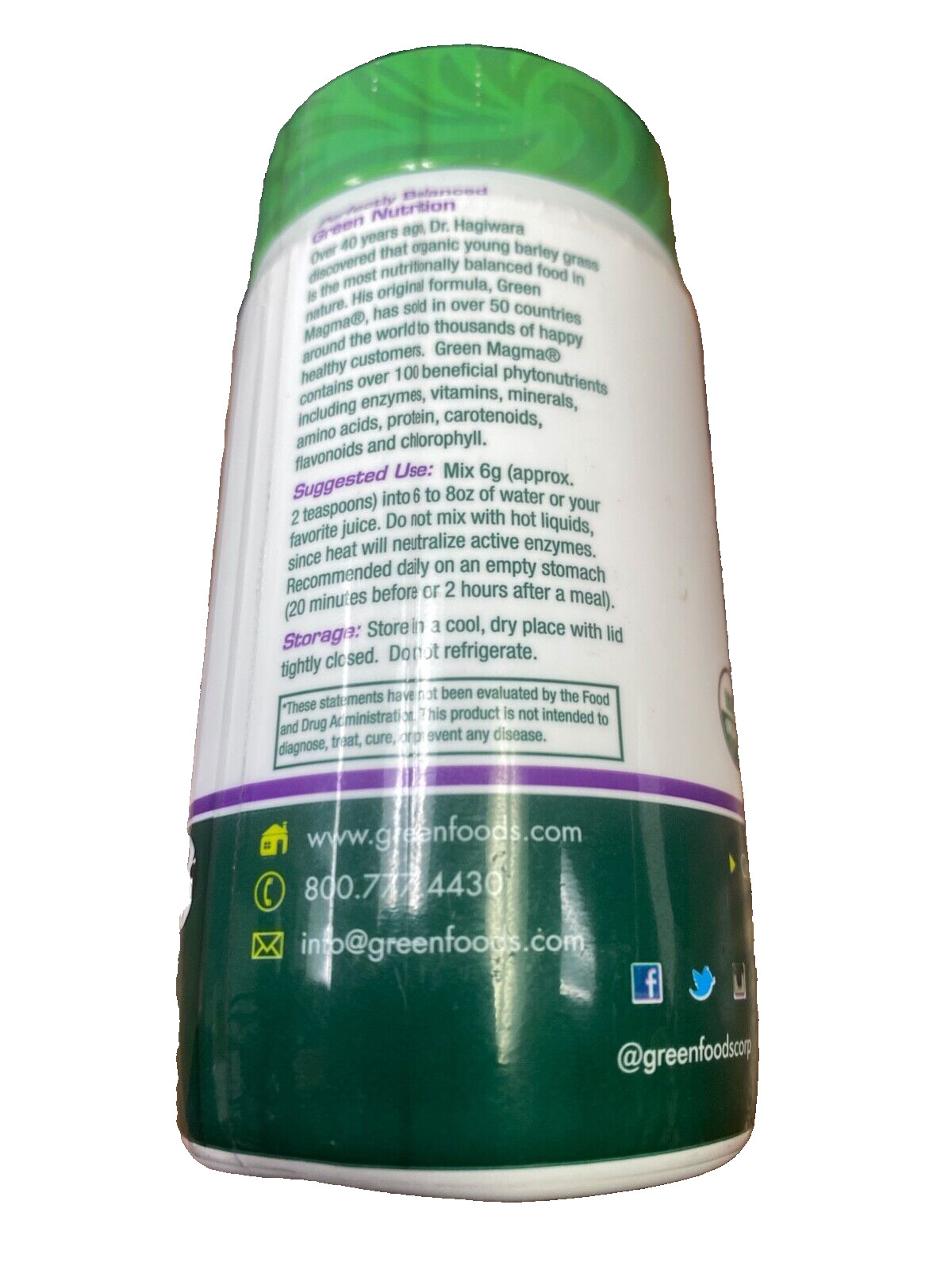 Green Foods Green Magma Orangic & Raw Barley Grass Juice 2.8 oz