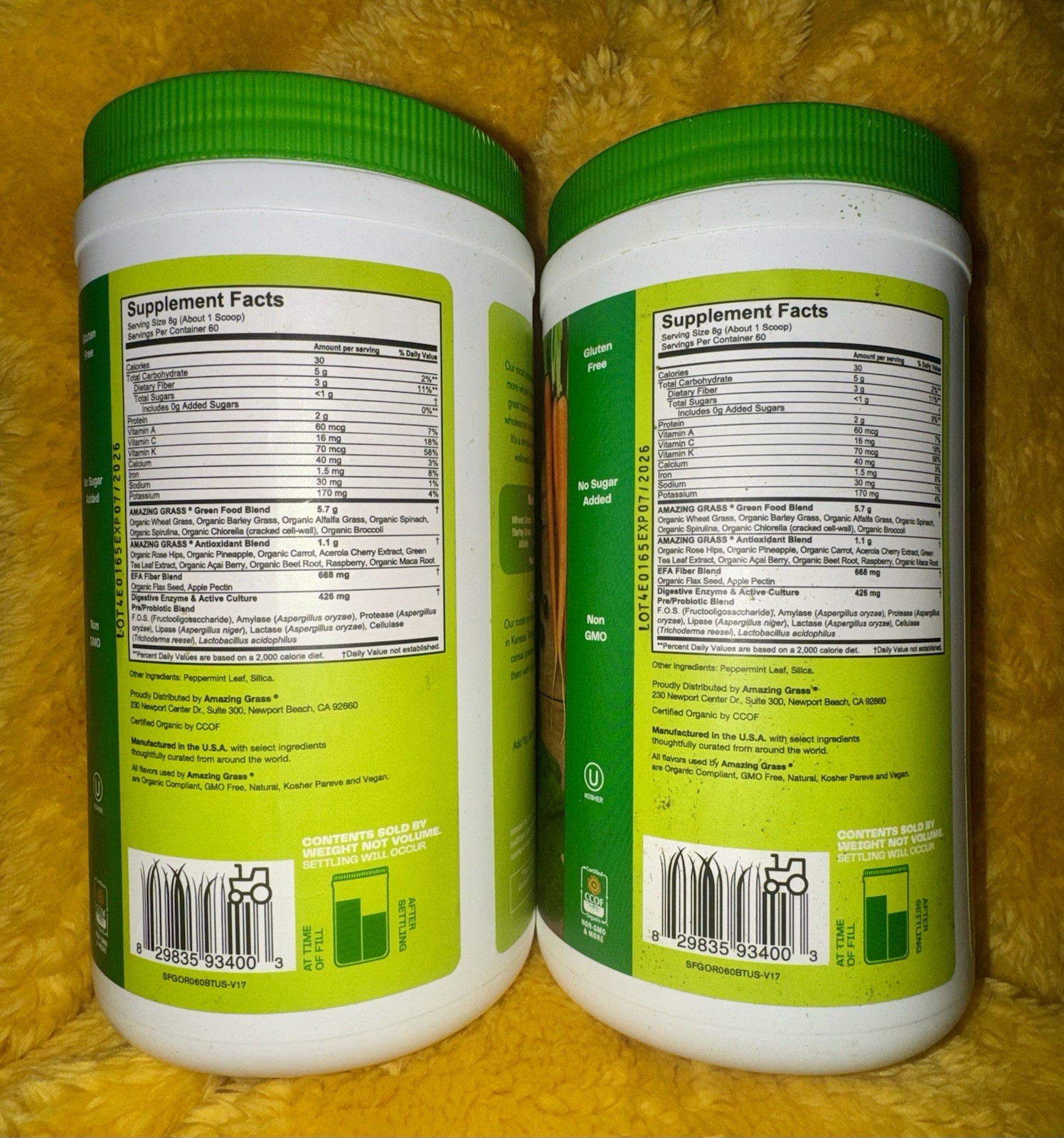 2x Amazing Grass Greens Blend Superfood Powder 1.06lb 60 Serv Exp 07/26 Sealed