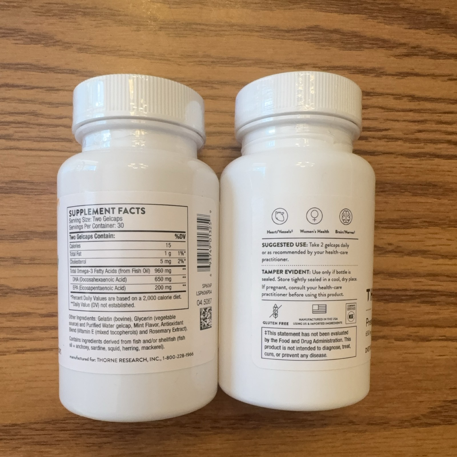 2 Pack: Thorne Prenatal DHA Gelcaps Dietary Supplement Factory Sealed