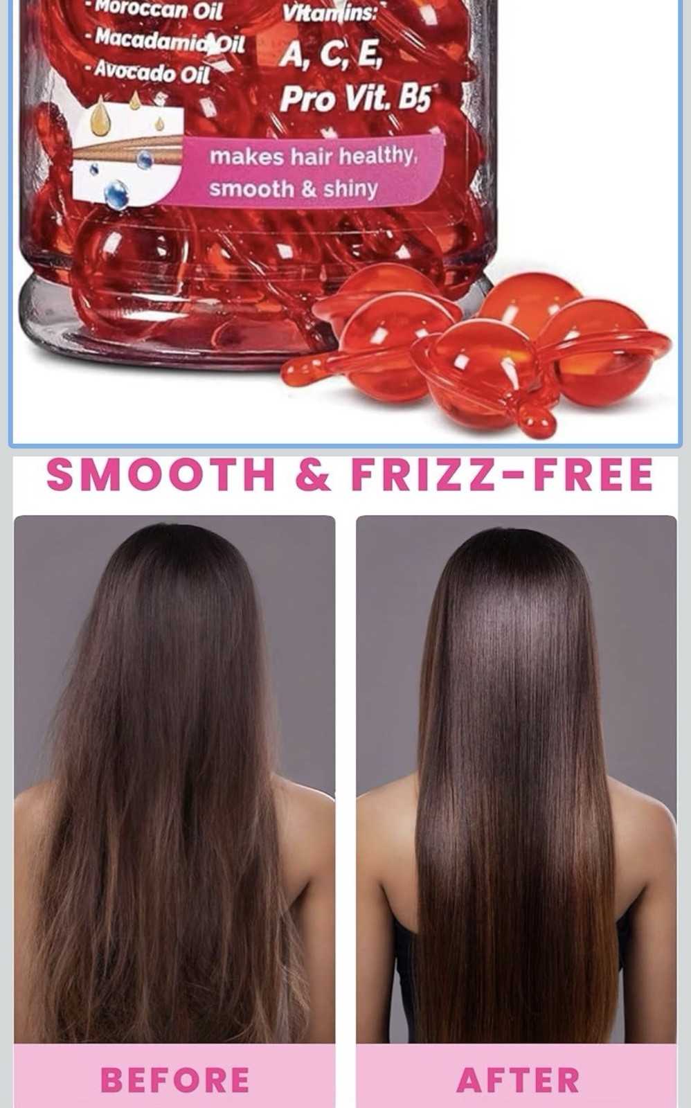 Skpradis Hair Vitamin Serum Capsules Moroccan/Macadamia/Avocado Oils, 40ct