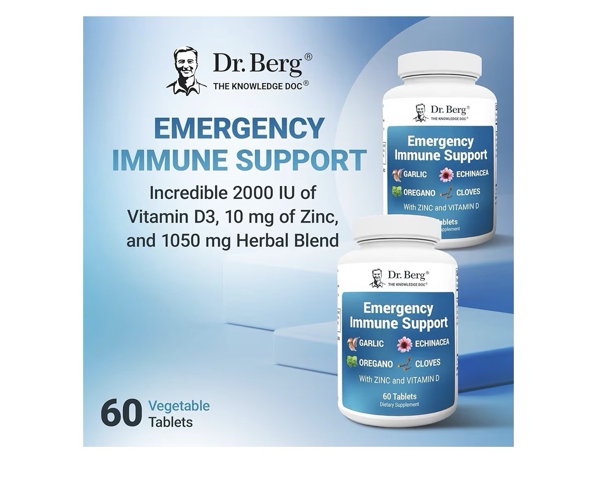 Dr. Berg Emergency Immune Support Echinacea Garlic Oregano Zinc Vitamin D 60Tabs